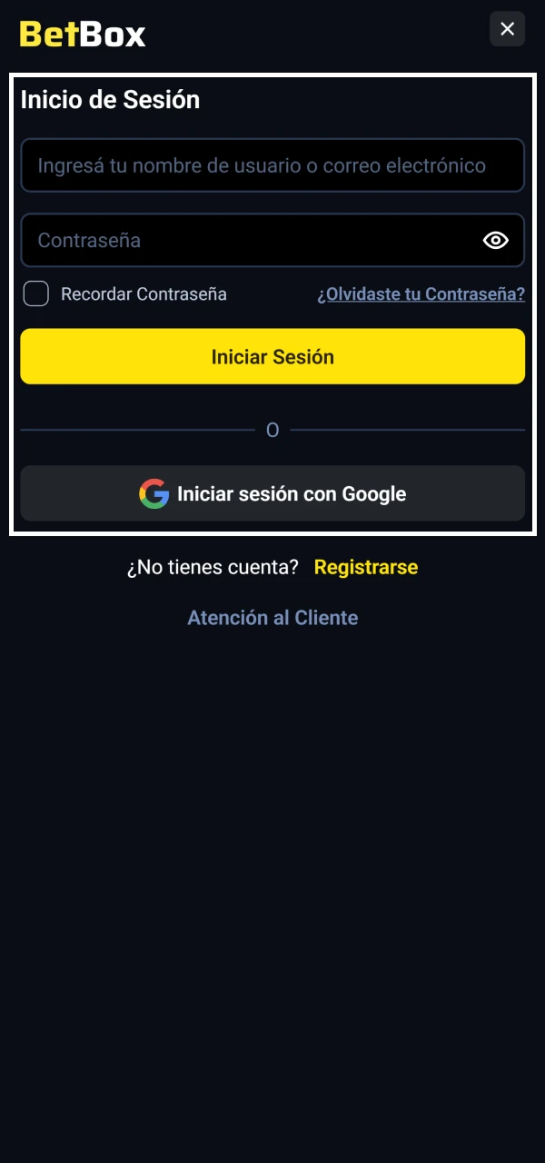 Inicia sesión en tu cuenta de Betbox para apostar en la Fórmula 1.