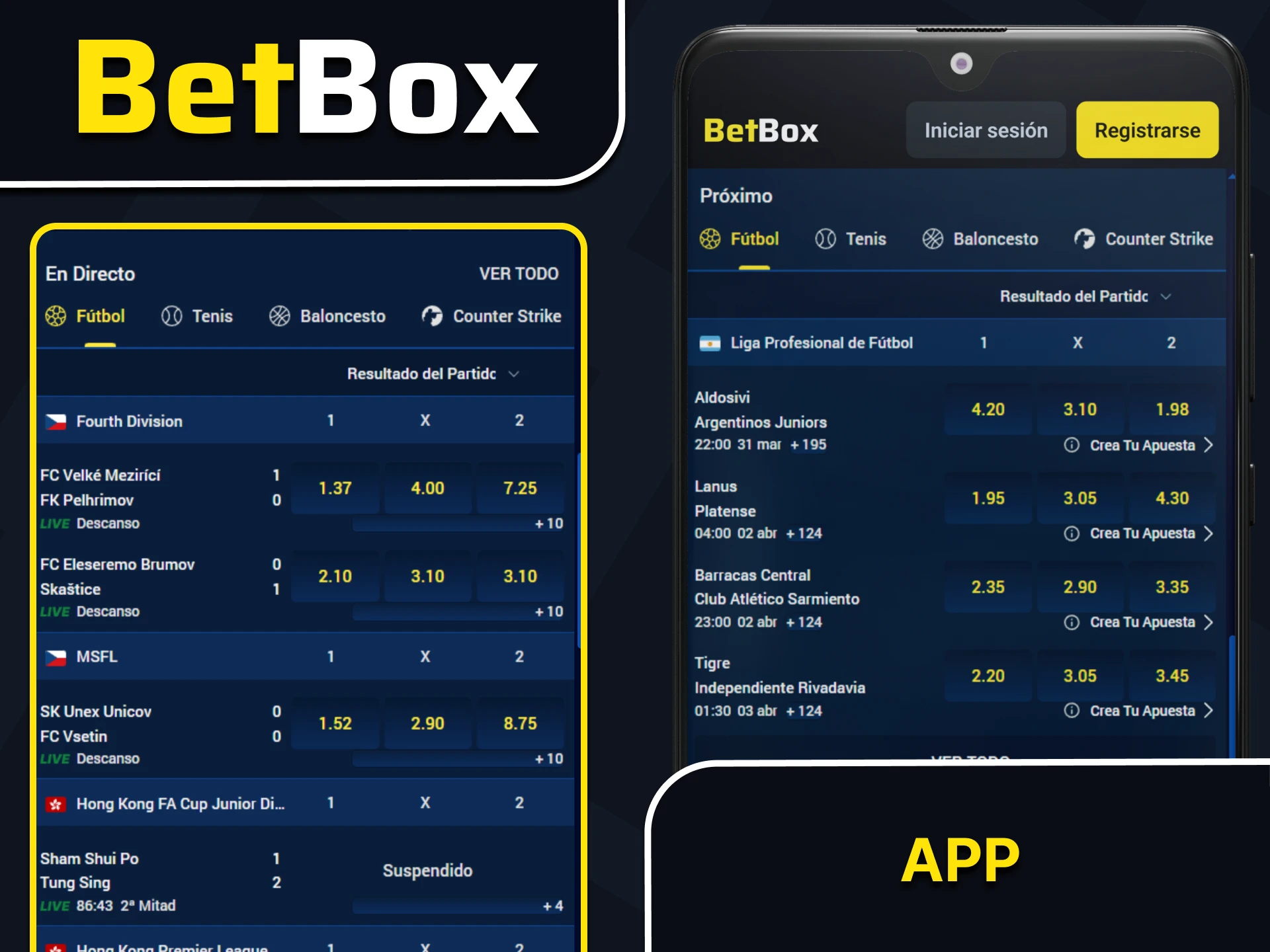 Realiza tus apuestas de fútbol en la aplicación Betbox.