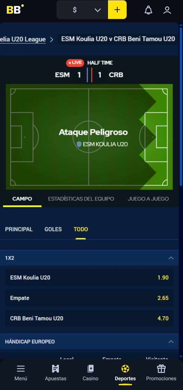 Encuentra el mejor partido de fútbol para apostar en Betbox.