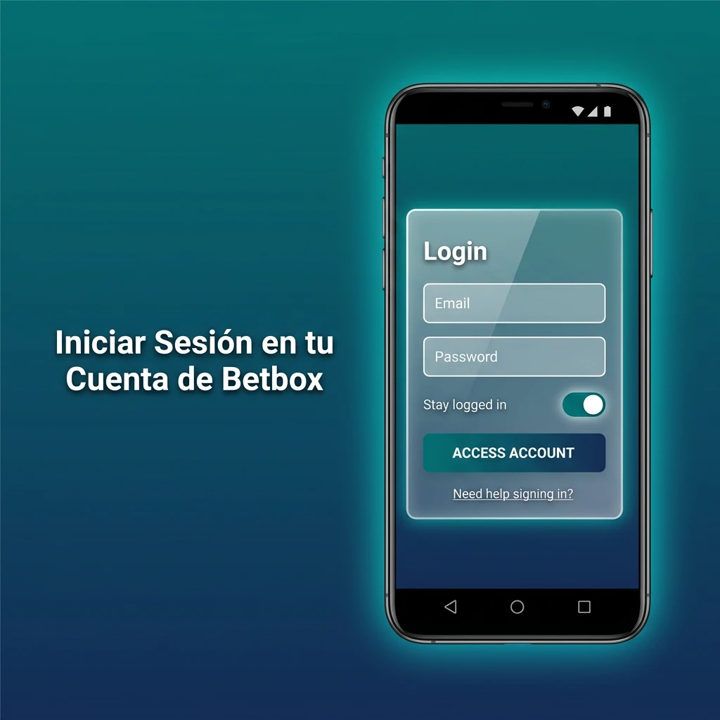 Pantalla de inicio de sesión de Betbox con campos para correo electrónico y contraseña
