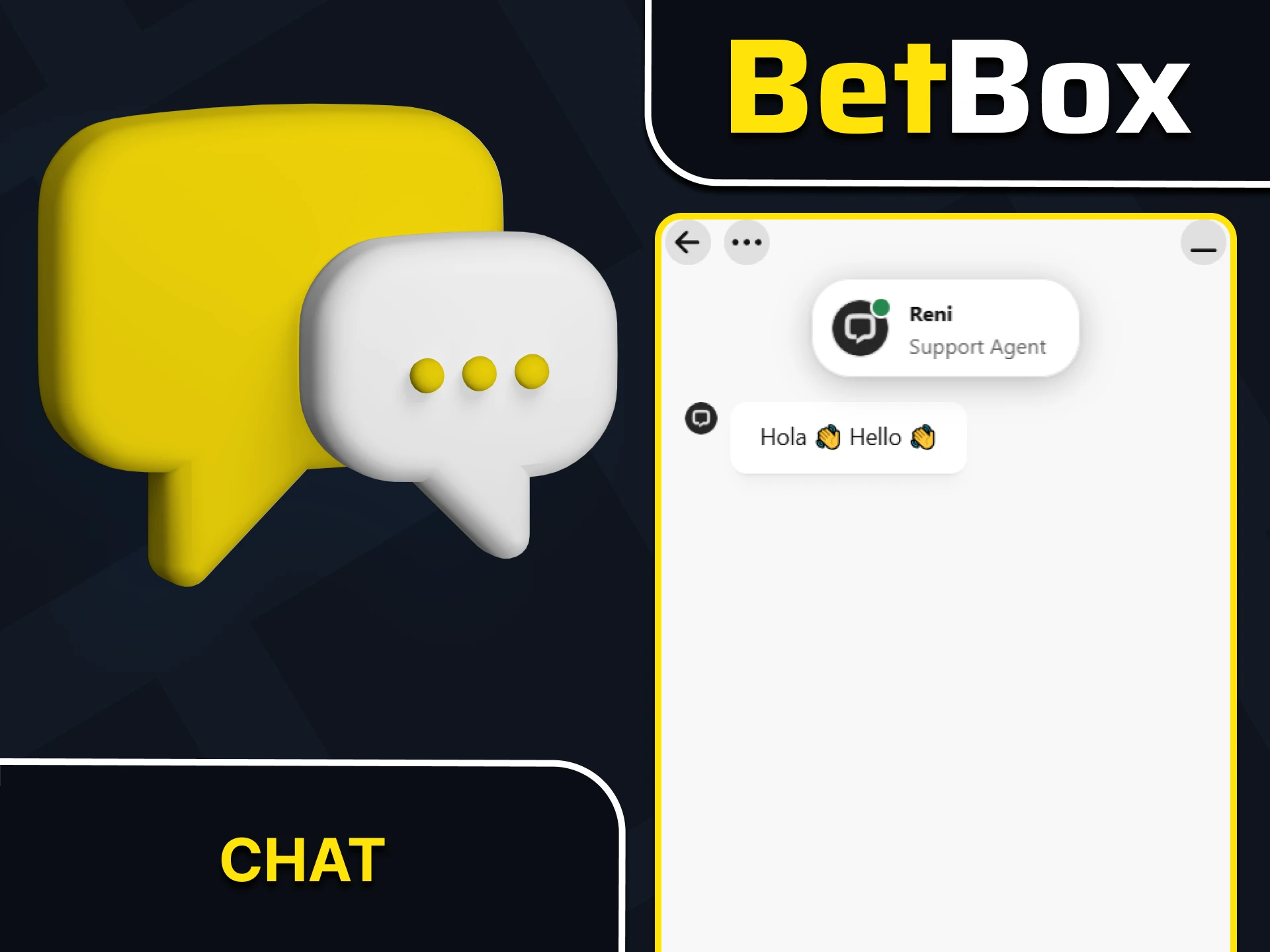 Utilice el chat para ponerse en contacto con el servicio de asistencia de la página web de Betbox.