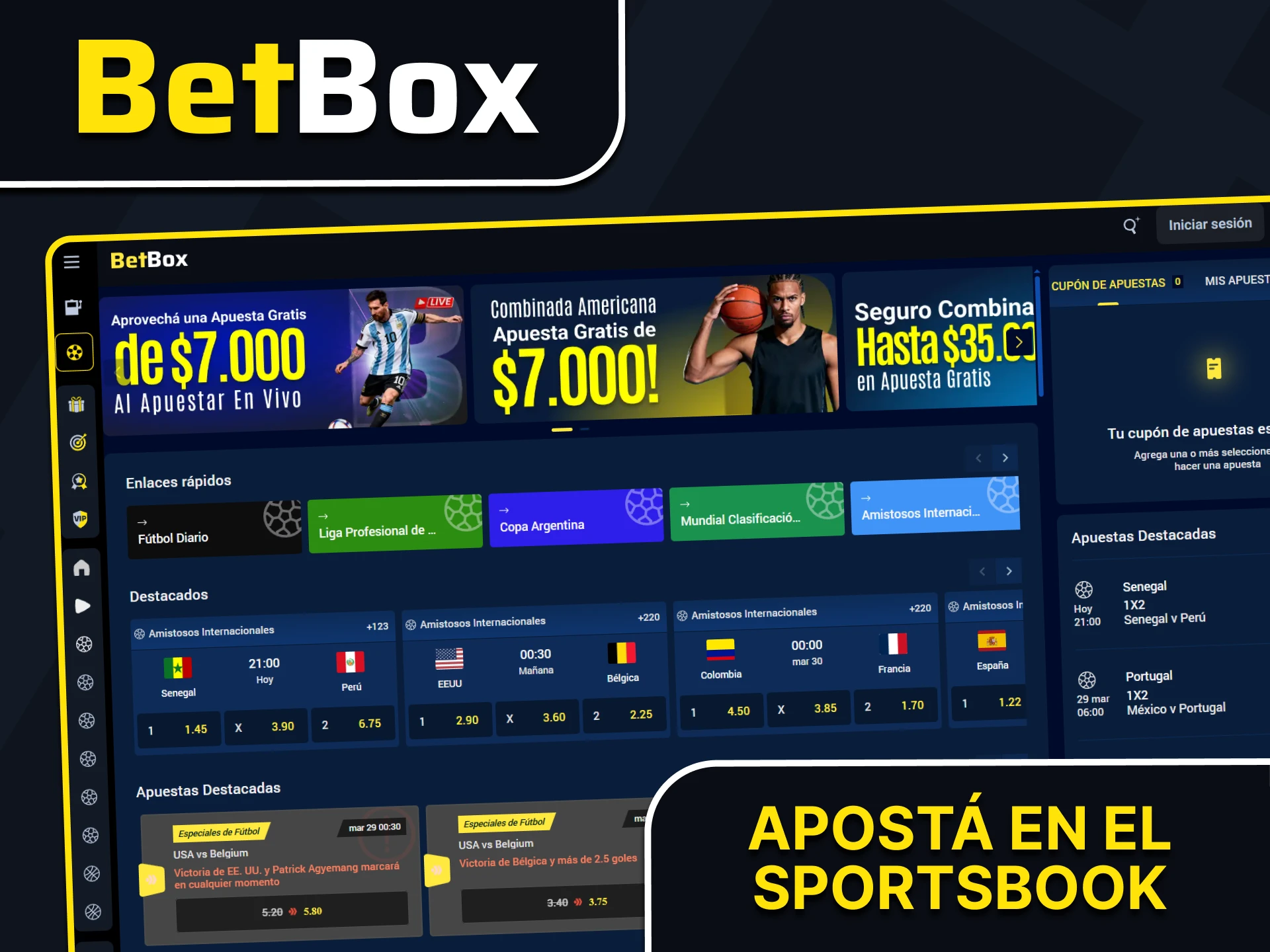 Dirígete a la sección de deportes para apostar en Betbox.