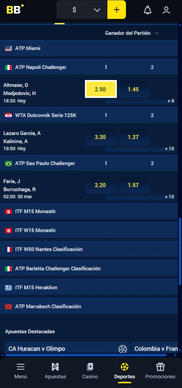 Encuentra las mejores cuotas para apostar en eventos de tenis en Betbox.