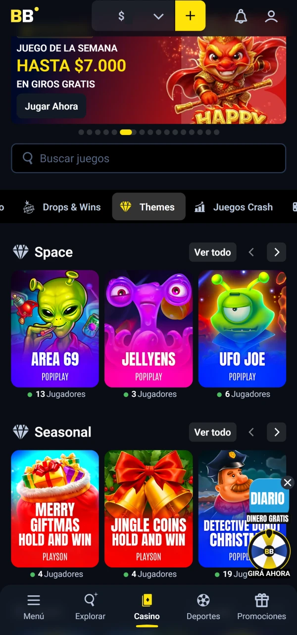 Dirígete a la sección de tragamonedas del Casino Betbox.