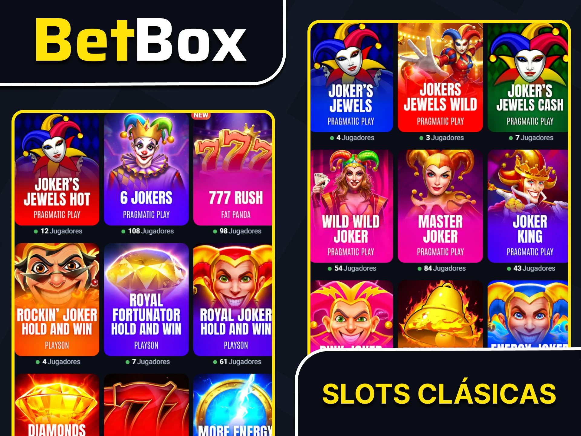 Juega a las tragamonedas clásicas en Betbox.