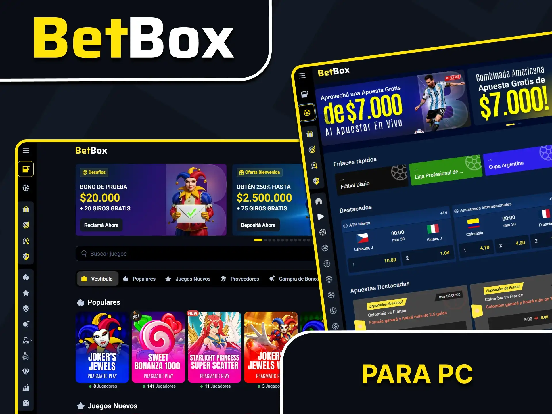 Utiliza la aplicación Betbox para PC.