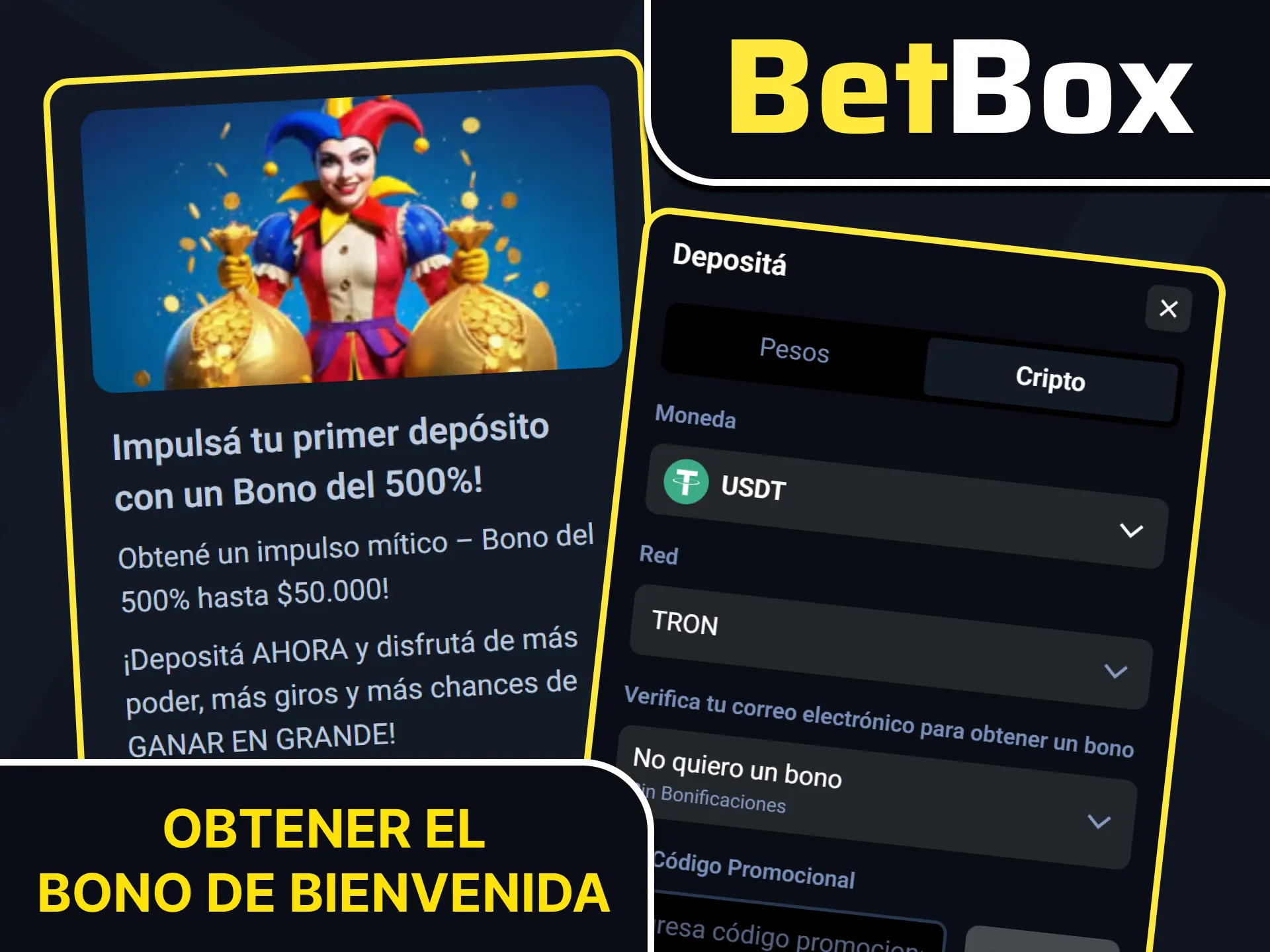 Activa el bono de bienvenida al registrarte en Betbox App.