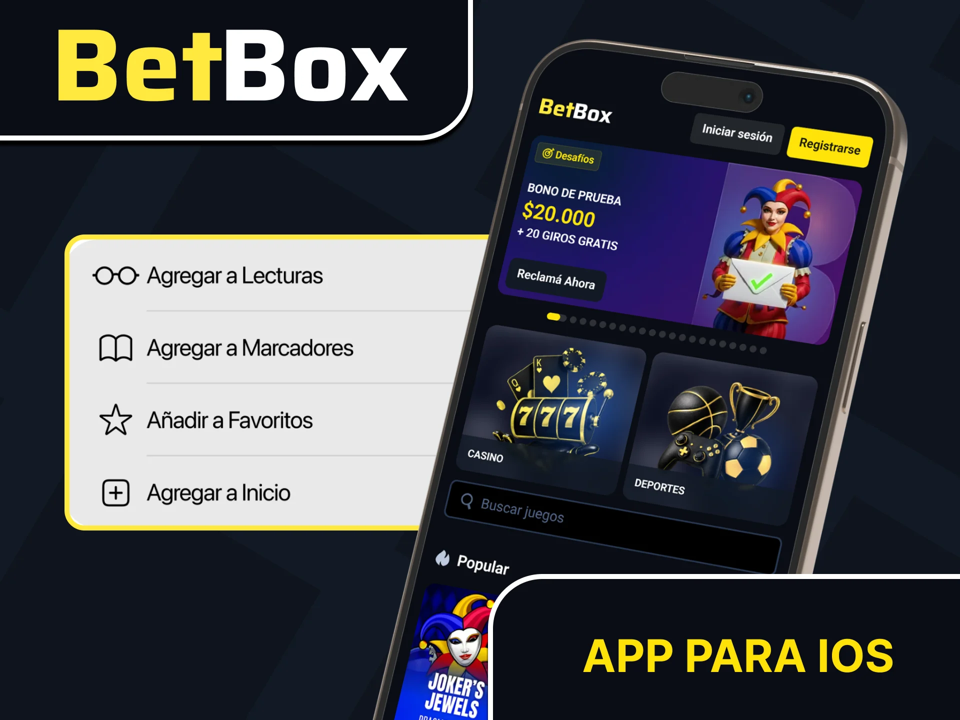 Obtén la app de Betbox para iOS y disfruta del juego.