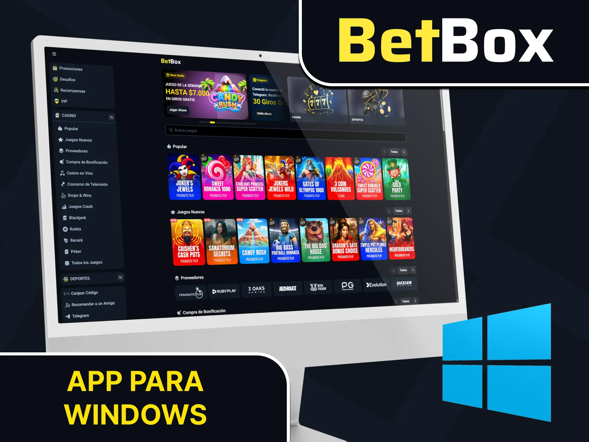 Descarga la app de Betbox para Windows en tu computadora.