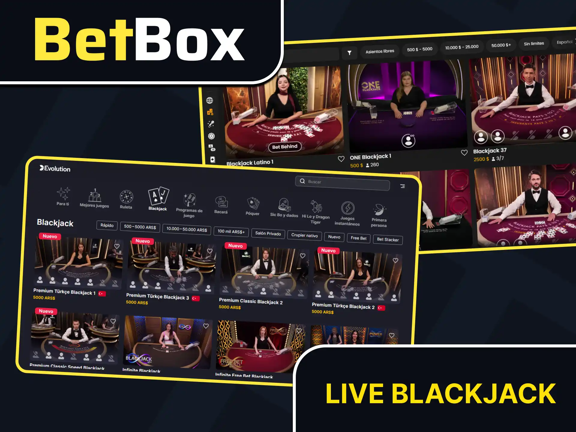 Desafía al crupier en Live Blackjack dentro de Betbox.