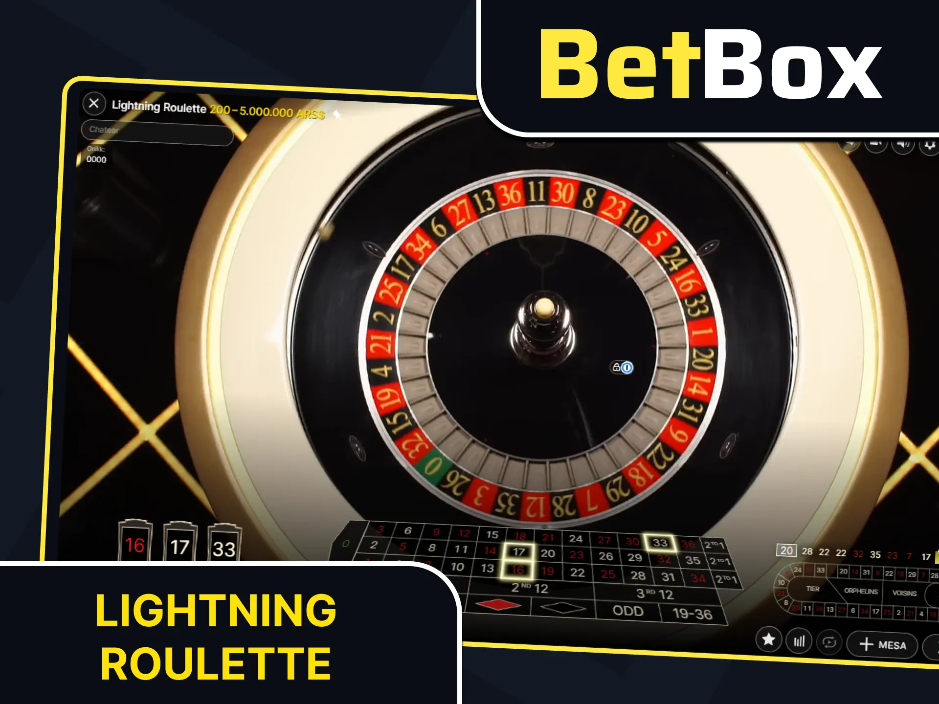 Juega a la dinámica Lightning Roulette en el casino de Betbox.