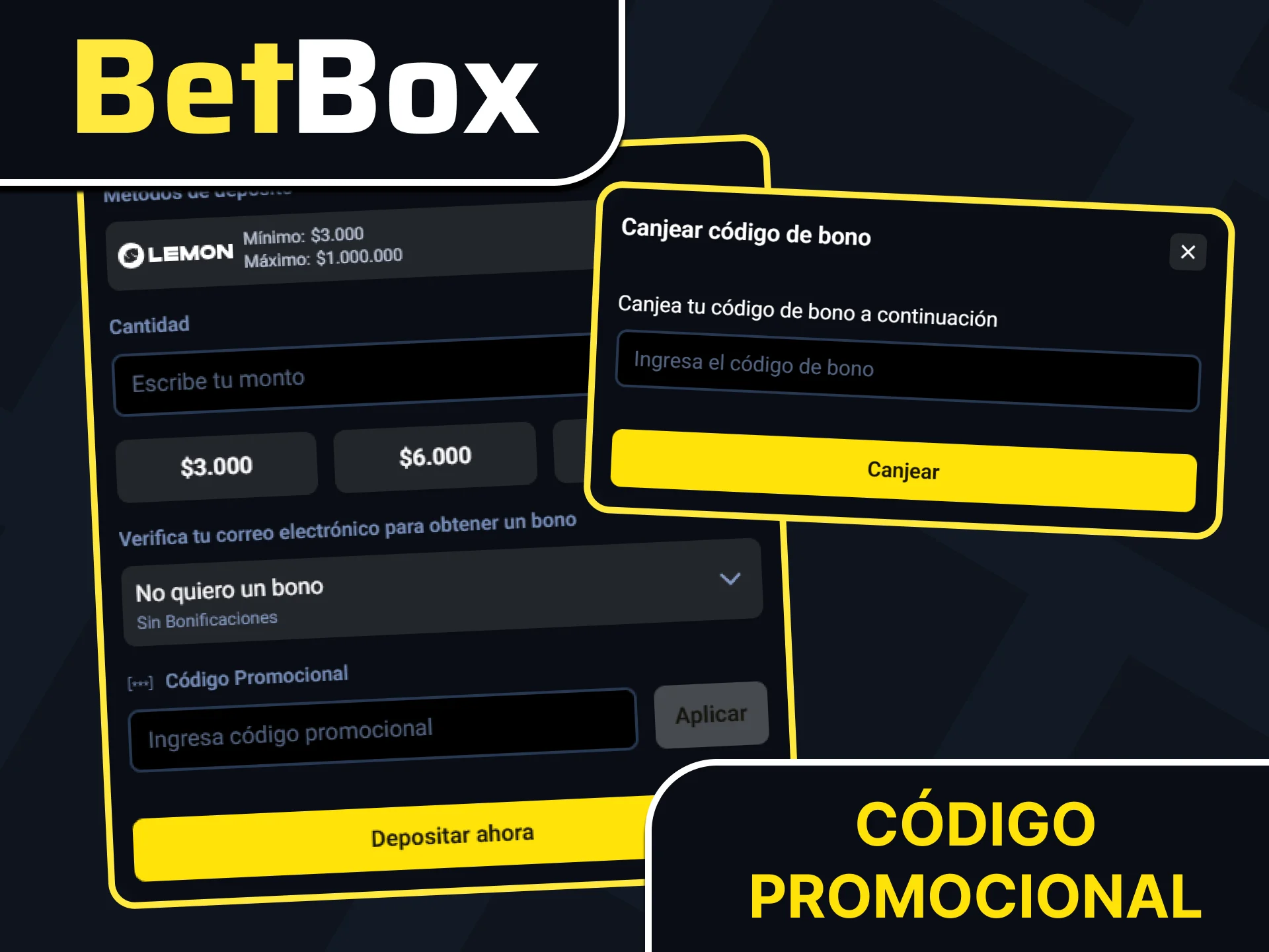 Utiliza el código promocional de Betbox Official para activar tus beneficios.